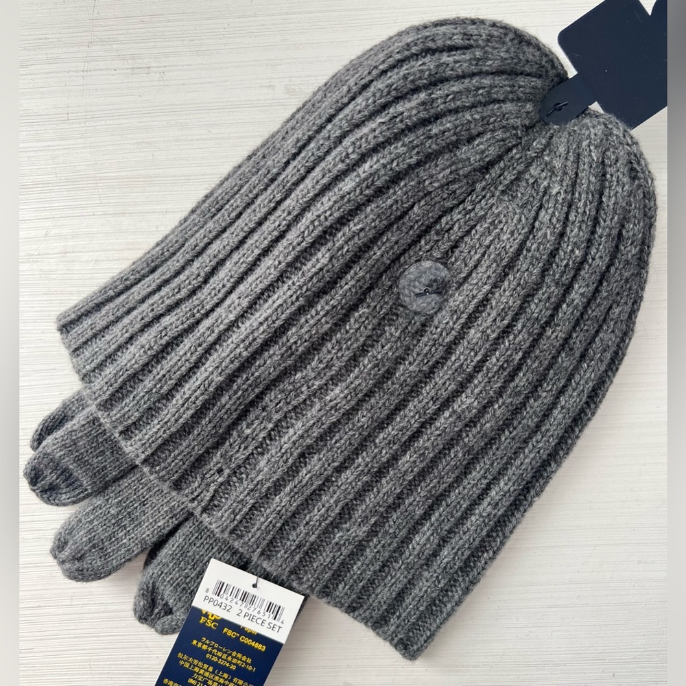 Polo Ralph Lauren Charcoal Knit men’s set hat and gloves - Picture 4 of 5